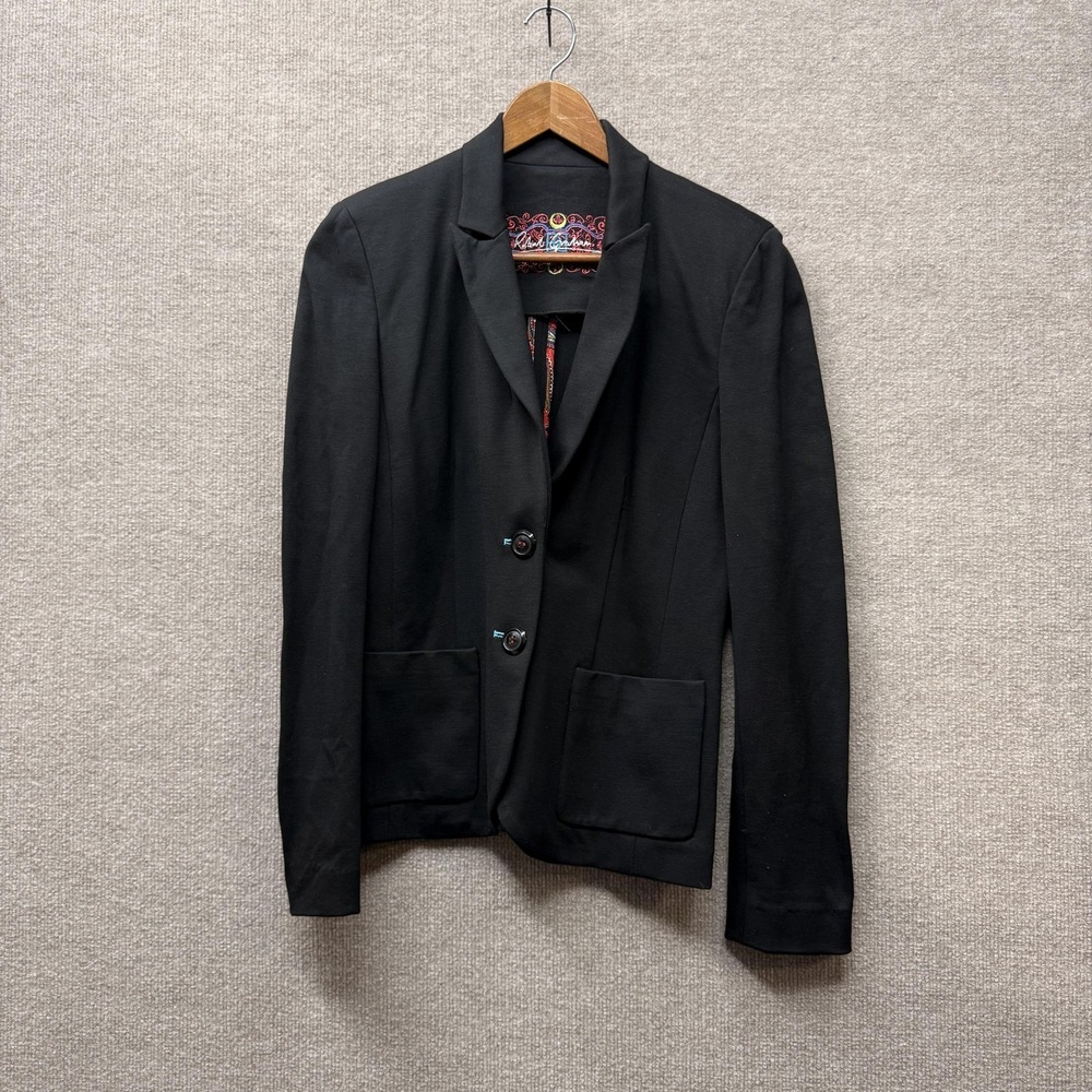 Robert Graham Mens Black Knit Blazer Jacket Two Button Paisley Trim Size 4